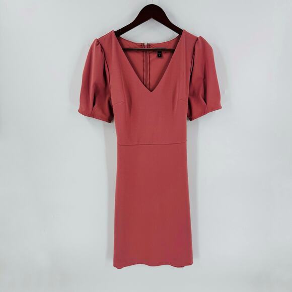 Express Mauve Puff Short Sleeve Minimalist Fall Shift Dress Office Size M - Picture 6 of 6